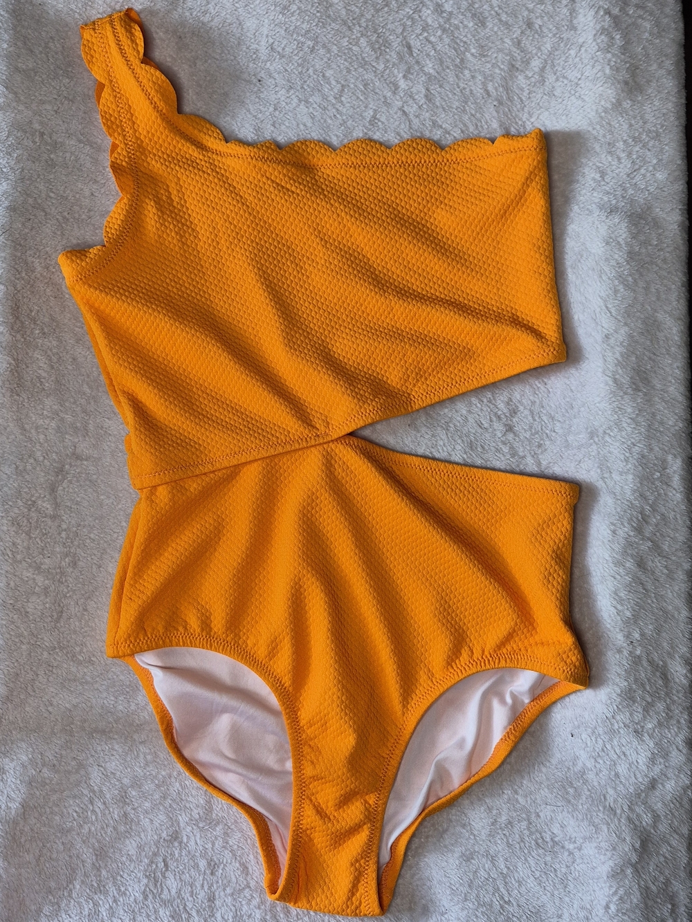 Old Navy Bright Orange One-Shoulder Scallop Cutout Kids One-Piece